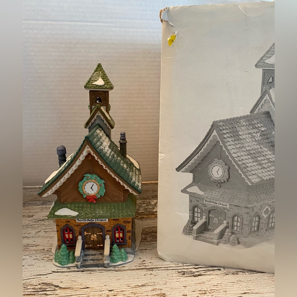 Dept 56 North Pole Series "North Pole Chapel", lighted, 56260- Vintage